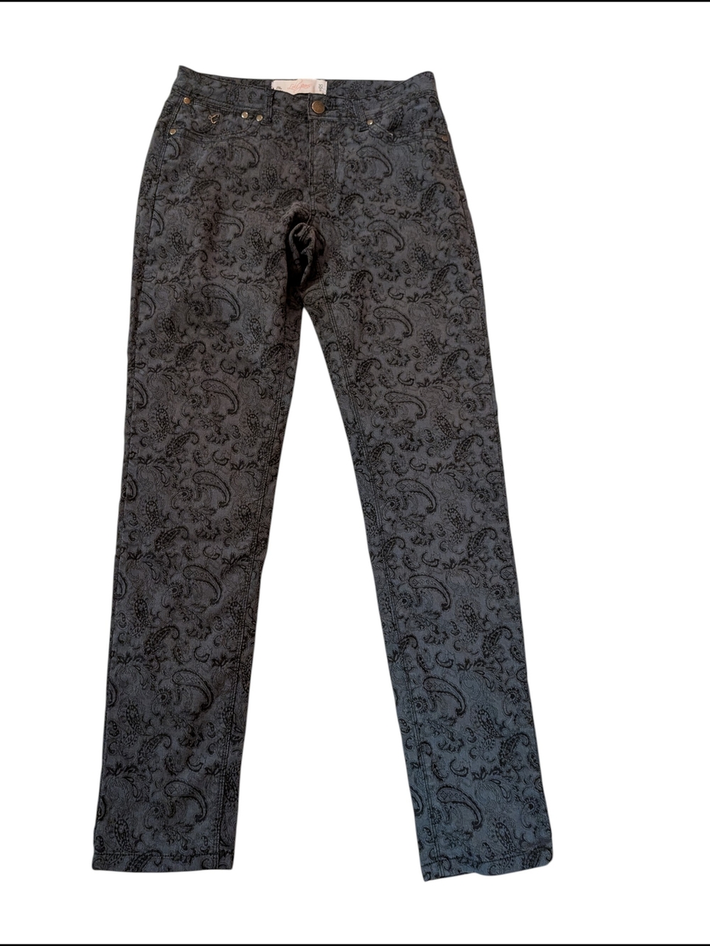 Women’s Gray Paisley Slim Straight Jeans